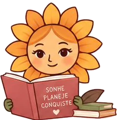Mih lendo um livro com a capa Sonhe, planeje, conquiste